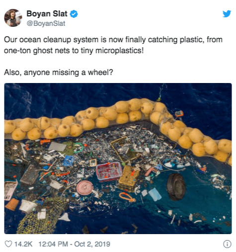 okyanustaki plastikleri toplayabilen tasit tweet
