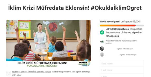iklim krizinin mufredata eklenmesi icin baslatilan kampanyada toplam imza 12 bini gecti 1
