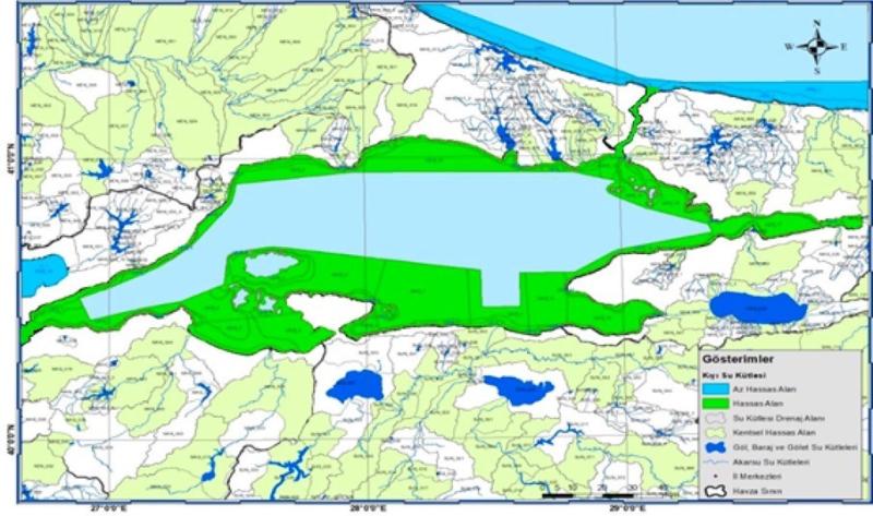 Marmara Denizi kıyı alanlarında su kütleleri gösterimi