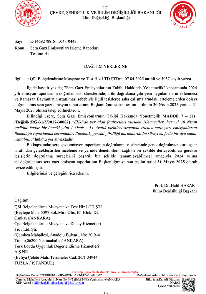 Sera Gazı Emisyonları İzleme Raporları